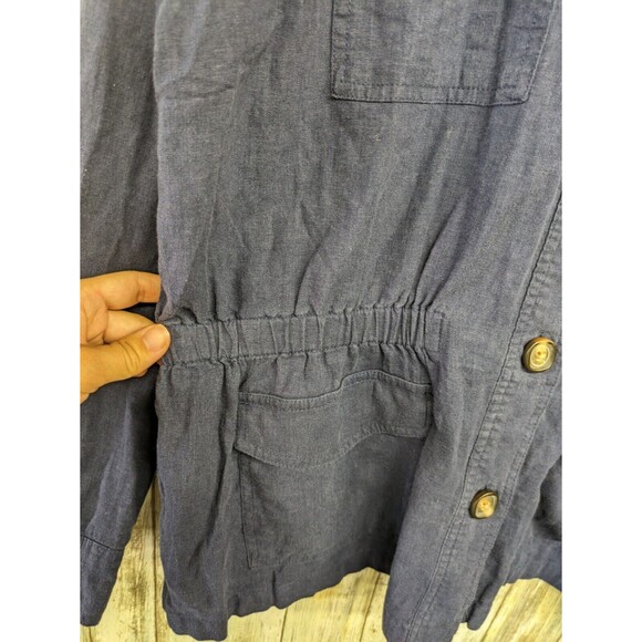 Draper James RSVP Navy Utility Military Jacket Linen Blend Pockets Large NWT - Picture 5 of 13